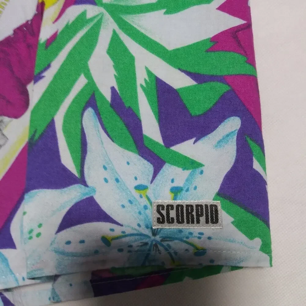 Vintage SCORPIO Hawaiian Novelty Pull On Swim Shorts Vacation Size XL
